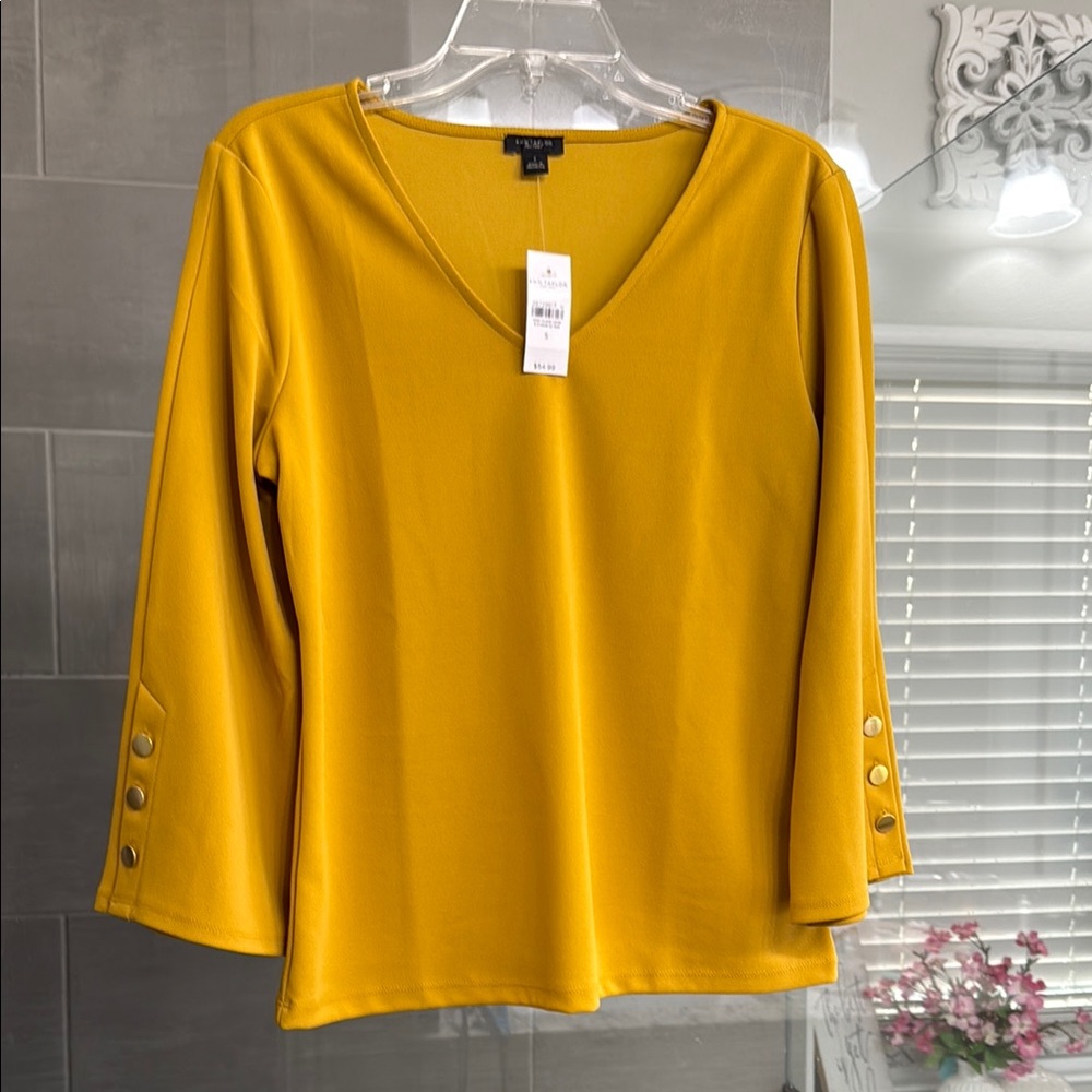 Ann Taylor Factory Yellow 3/4 Sleeve Blouse